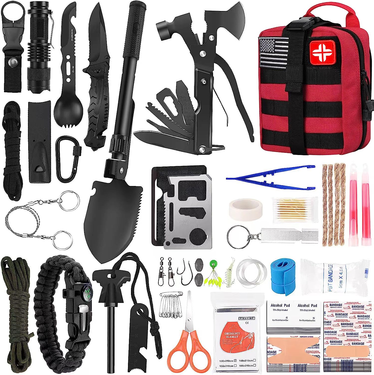 LUXMOM Survival Kit and First Aid Kit, 142Pcs The Ultimate Outdoor Companion